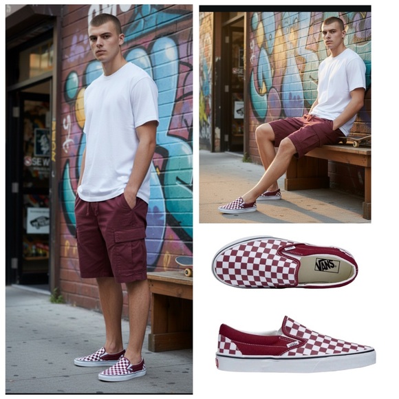 Vans Classic Slip-On in the Checkerboard Rumba Red NWT Mens 7.5
